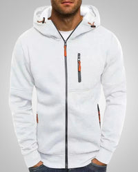 Bernd | Herren Lässiger Taschen Reißverschluss Hoodie in Weiß