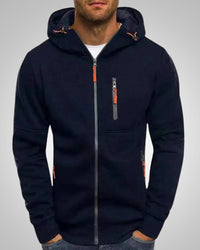 Bernd | Herren Lässiger Taschen Reißverschluss Hoodie in Marineblau