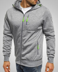 Bernd | Herren Lässiger Taschen Reißverschluss Hoodie in Hellgrau