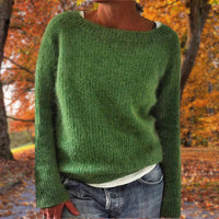 Charlotta | Damen Lässiger Lockere Passform Strickpullover in Groen