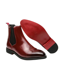 Premium Chelsea-Stiefel aus Leder in Rot