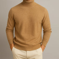 Markus | Pullover Herren hoher Kragen elegant & lässig in Braun