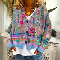 Melanie | Damen Gestrickter Strickjacken-Pullover in Blau