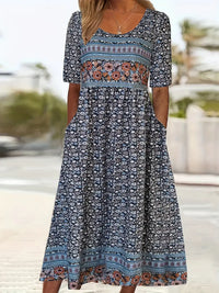 Jenna | Rundhals Boho-Kleid in Multicolor1