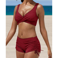 Verstellbarer Bikini in zwei Teilen mit trendigem Druck in Weinrot