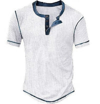 Lässiges Henley Oberteil Im Retro Farbblock Stil für Herren in Weiß