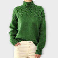 Julia | Zopfstrickpullover Damen elegant & bequem in Grün
