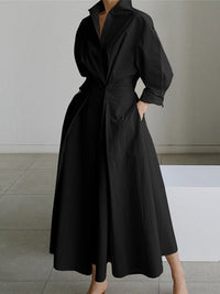 Henley | Drapiert Maxikleid in Schwarz