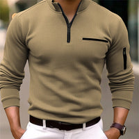 David | Modernes Herren Shirt mit Zip Detail in Beige