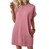 Ivay™ – Minimalistisches Sommerkleid mit Rundhalsausschnitt in Hellrosa