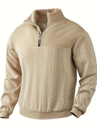 Roman | Eleganter Vintage-Pullover mit Reißverschluss in Khaki