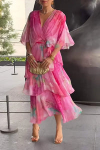 Cassia – Elegantes Chiffonkleid in Rosa