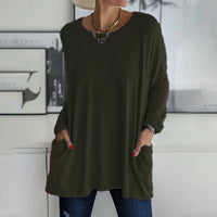 Margot | Tunika-Länge Seitentaschen Top in Grün