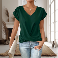 Aubry | Damen Herzausschnitt Kurzarm T-Shirt – T-Shirt Herzausschnitt Sommer 2026 in Grün