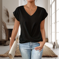 Aubry | Damen Herzausschnitt Kurzarm T-Shirt – T-Shirt Herzausschnitt Sommer 2026 in Schwarz