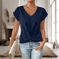 Aubry | Damen Herzausschnitt Kurzarm T-Shirt – T-Shirt Herzausschnitt Sommer 2026 in Blau