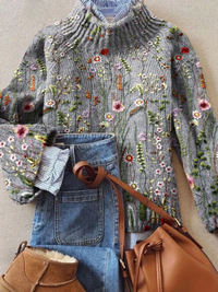 Yvra | Klassische Vintage Blumenpullover in Geblumte