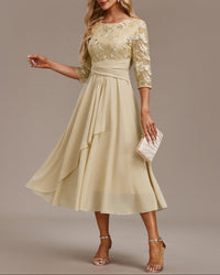 Elin™ - Champagnerkleid mit zarten Stickereien in Champagner
