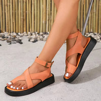 Sabrina | Verstellbar Plateau Sandalen in Orange