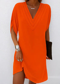 Brunhild | Sweat Maxi Kleid Knopfkragen in Orange