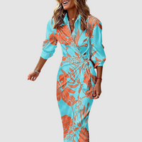 Cecilia | Elegantes Vibrant Midi Kleid mit Print in Hellblau