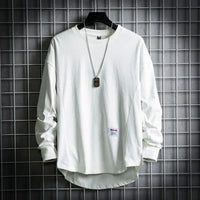 Leon | Herren Oversized Longsleeve Rundhals Langarm Basic in Weiß