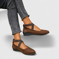 Helene | Damen Überkreuzriemen Ballerinas Schlupf – Riemen Ballerinas Elegant 2026 in Braun