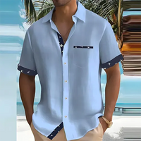 Atmungshemd mit kurzen Ärmeln für Herren für alle Sommeranlässe in Blau