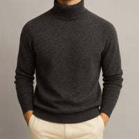 Markus | Pullover Herren hoher Kragen elegant & lässig in Schwarz