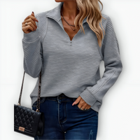 Camila | Pullover mit Halbreißverschluss in Grau