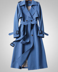 Sandra | Damen Klassischer Bindegürtel Trenchcoat in Hell Blau