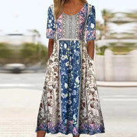 Jenna | Rundhals Boho-Kleid in Multicolor2