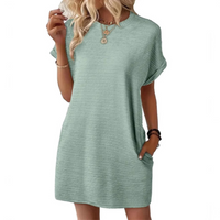 Ivay™ – Minimalistisches Sommerkleid mit Rundhalsausschnitt in Hellgrün