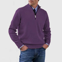 Ben | Modischer Warmer Pullover Mit Halbem Reißverschluss in Lila