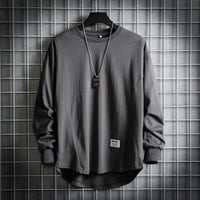 Leon | Herren Oversized Longsleeve Rundhals Langarm Basic in Grau