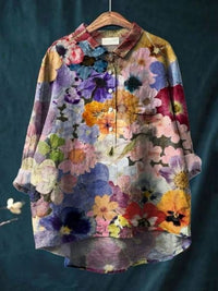Rosa | Aquarell Blumen Oversized Hemdbluse in Lila