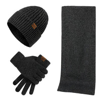 Cooles Winter-Set mit Mütze, Schal und Handschuhen in Dunkelgrau