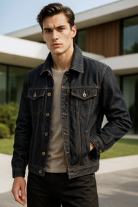 Lukas | Stylische Herren Jeansjacke im klassischen Schnitt in schwarz-1
