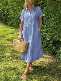 Helga | Komfortables Maxi-Hemdkleid mit weichem Griff in Blau