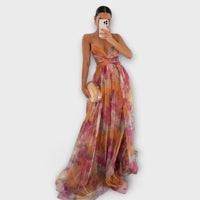 Vivien | Stilvolles Mesh Maxikleid für Frauen in Orange