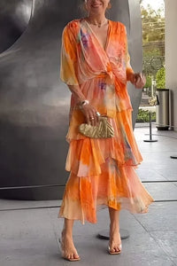 Cassia – Elegantes Chiffonkleid in Orange