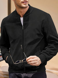 Max | Stylische Wildlederjacke Herren im Vintage-Stil in Schwarz