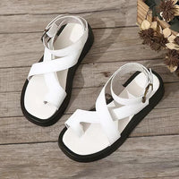 Sabrina | Verstellbar Plateau Sandalen in Weiß