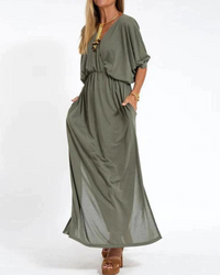 LANI | VINTAGE MAXIKLEID in Armeegrün