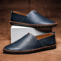 Handgenähte Loafers aus Leder in Blau