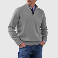 Ben | Modischer Warmer Pullover Mit Halbem Reißverschluss in Grau