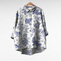 Olivia | Oversized Leinen-Bluse in Print 2