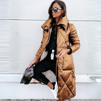 Noelia | Lange, elegante Steppjacke im Bomber-Stil in Khaki