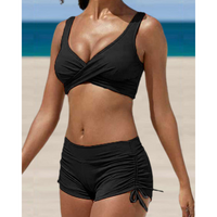 Verstellbarer Bikini in zwei Teilen mit trendigem Druck in Schwarz