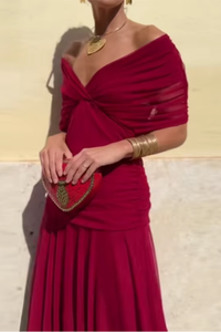 Lady™ - Elegantes Maxikleid für festliche Anlässe mit V-Ausschnitt in Rot